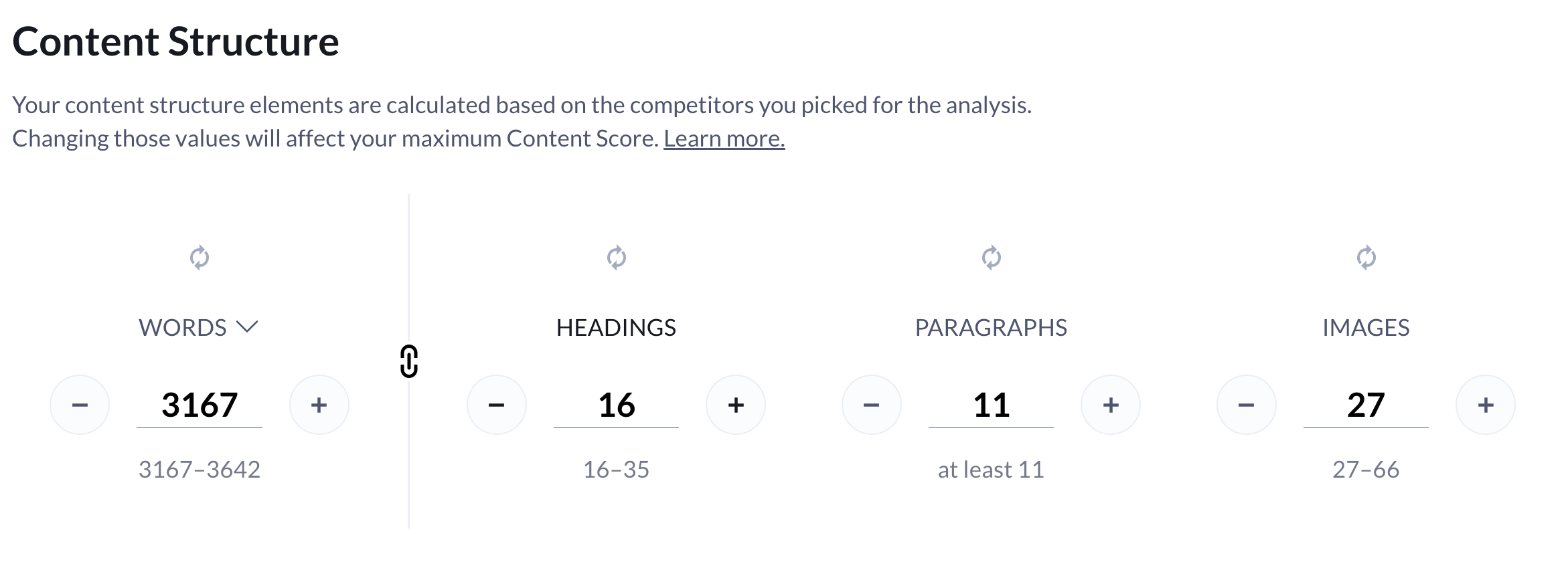 adjusting content length in surfer content editor