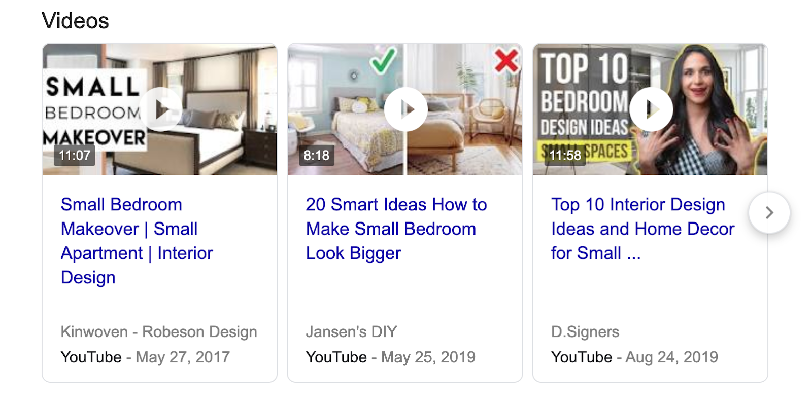 video pack for internal design for small bedroom query
