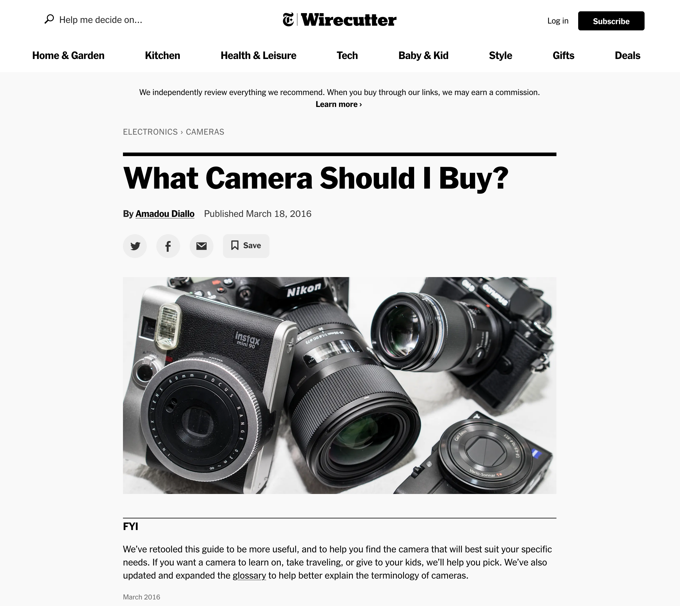 Wirecutter's camera guide pillar page.