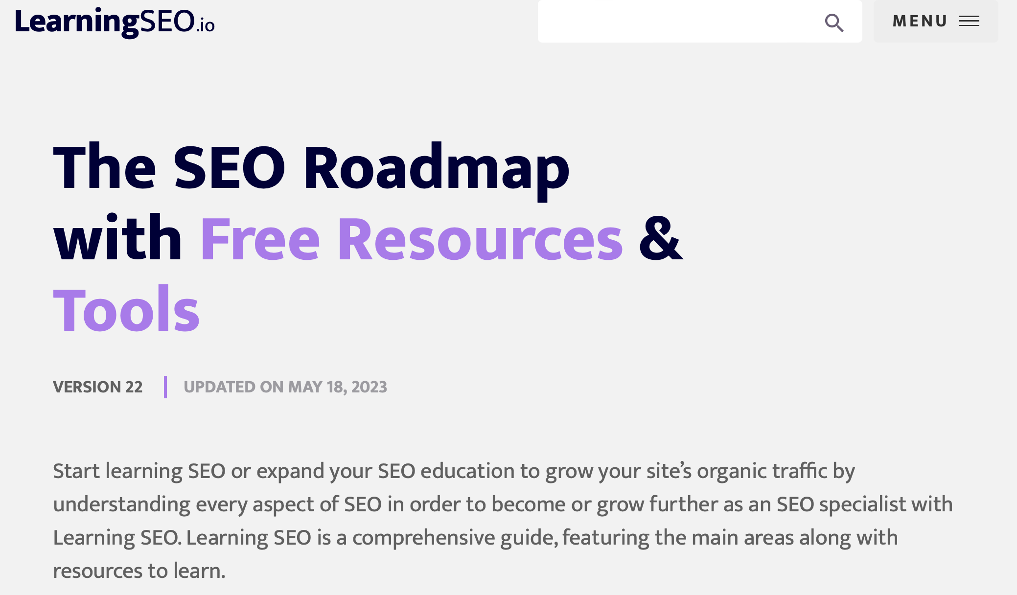 The curated SEO roadmap from LearningSEO.io.